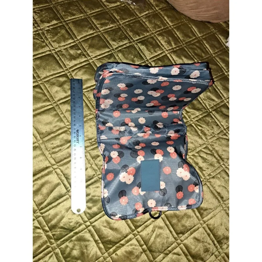 NEW Tri-fold Toiletry Travel Bag with plastic bottles and waterproof shower bag